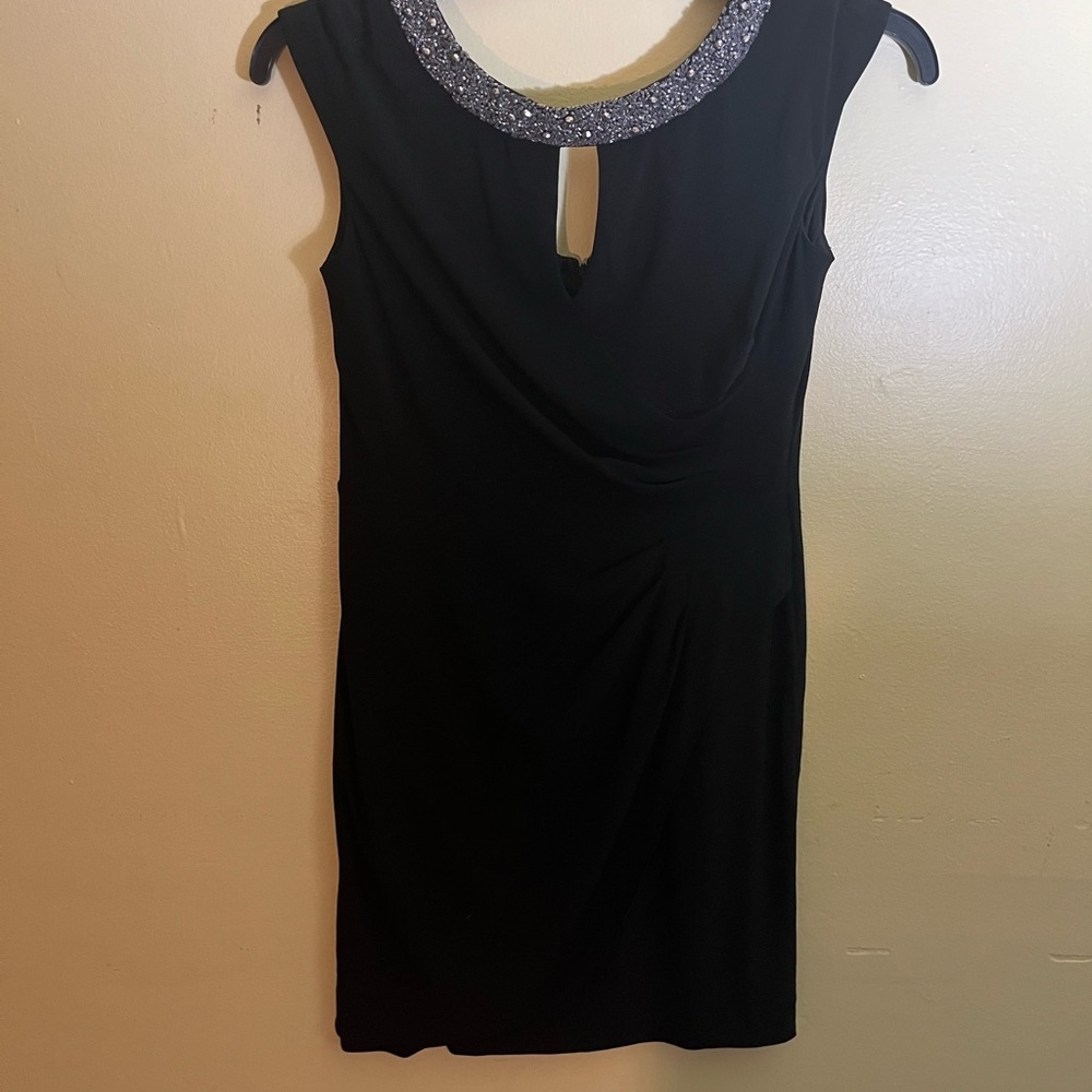 Alex Evenings Elegant Black Dress with Silver Accents Size 6P